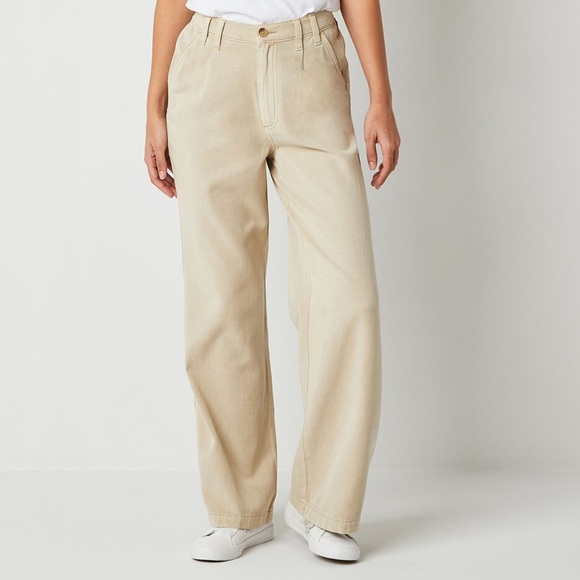 Womens Arizona Tan Pleated Loose Fit Wide Leg High Rise Skater New Trousers 9 - Picture 1 of 8